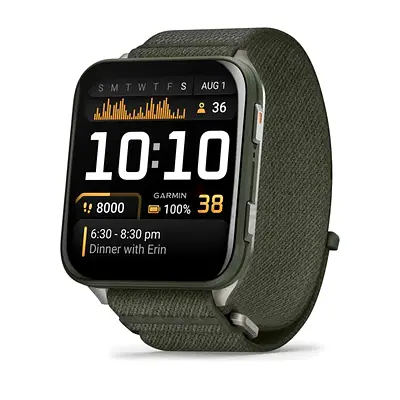 Garmin Venu X1 | Moss with Titanium Caseback and Moss Nylon Band