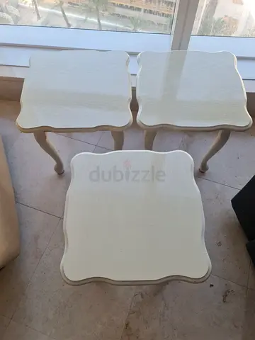 Set of Three White side Tables