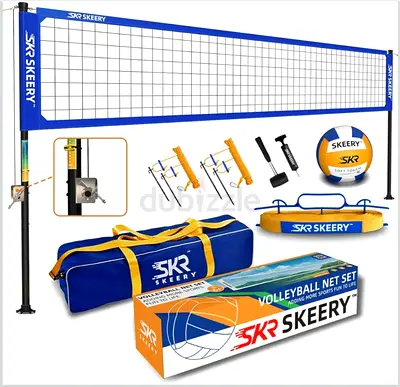 SKEERY Outdoor Heavy Duty Volleyball Net Set, Anti-Sag Design, Adjustable Aluminum Poles, Portable V