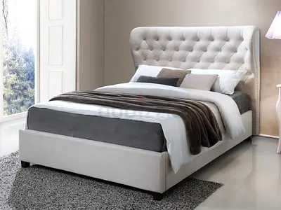 Classic Button Tufted Fabric Bed
