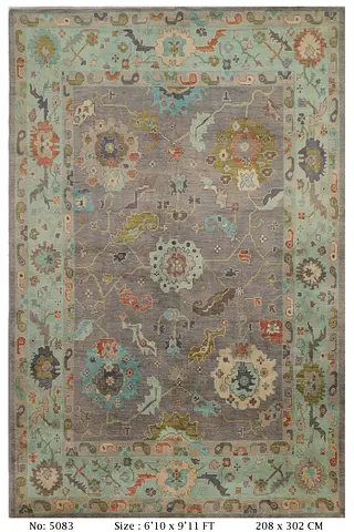 2x3m Hand knotted afghan wool carpet  Area Rug | oushak vegetable