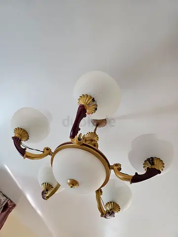Elegant Vintage Chandelier Ceiling Light with Five Globes