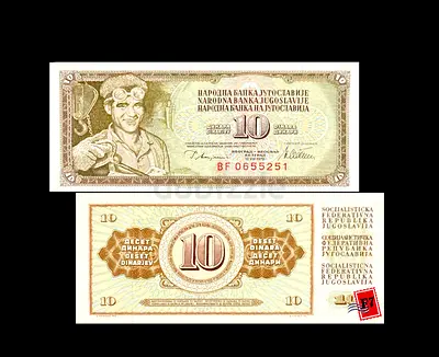 Rare 10 Dinar Banknote from Former Yugoslavia