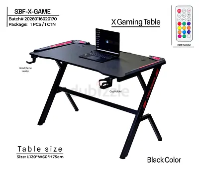 Stylish X Gaming Table - Black Color