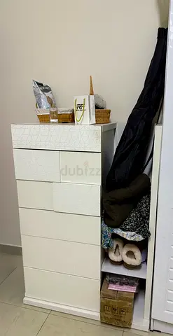 Stylish White Vertical Storage Cabinet 6 doors and with side space ikea brand