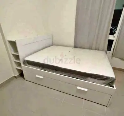 IKEA brimnessqueen size 160×200cm bed frame with headboard+ 4 big storage with IKEA mattress