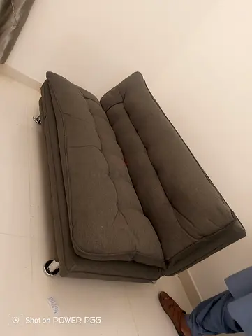 Cozy Gray Fabric Sofa with Wheels