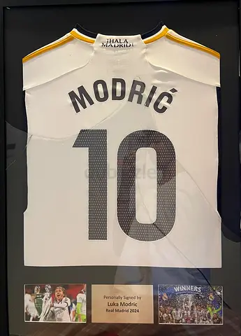 Framed Luka Modric Signed Jersey - Real Madrid 2024 UCL WINNER