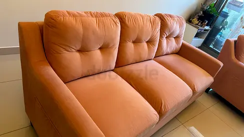 Peach color sofa set 3 seater and 2 seater