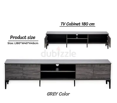 Urban Classic Grey TV Cabinet – Modern Entertainment Unit with Cable Port  Modern Legs