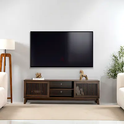 Elegant Wooden Entertainment Center with Storage HEGE