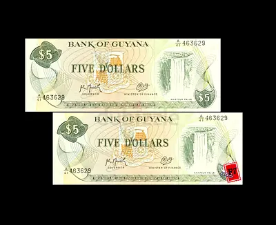 Rare Vintage Guyana Five Dollar Bill