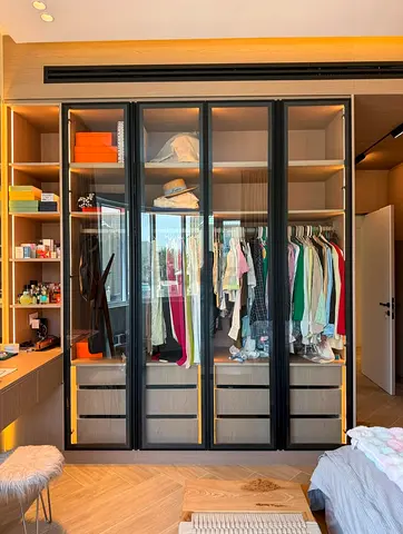 Wood almirah with glass door