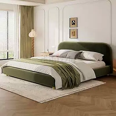 Elegant Green Upholstered Bed Frame