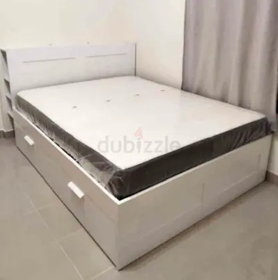 IKEA brimness double bed 140×200cm + headboard+ 4 storage drawers underneath with IKEA mattress is a