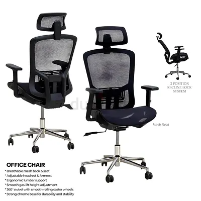 Ultra Comfort Modern Black Chair – Premium Office Seating with Chrome Base