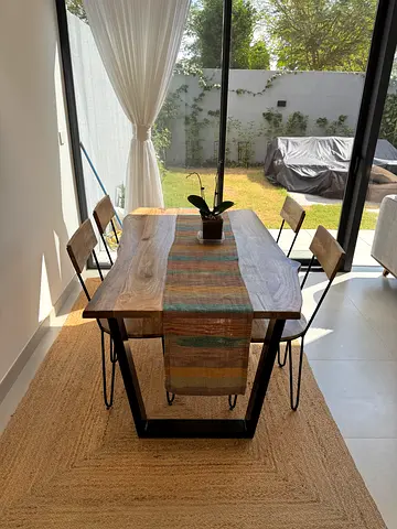Hardwood four chairs dining set