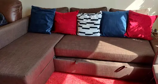 L shaped Sofa cum bed with storage