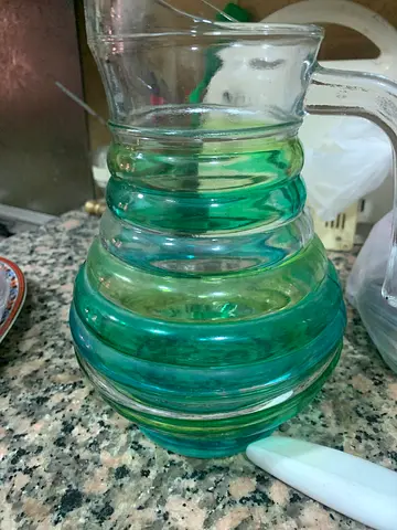 Stylish Glass Water Jug with Green Accents