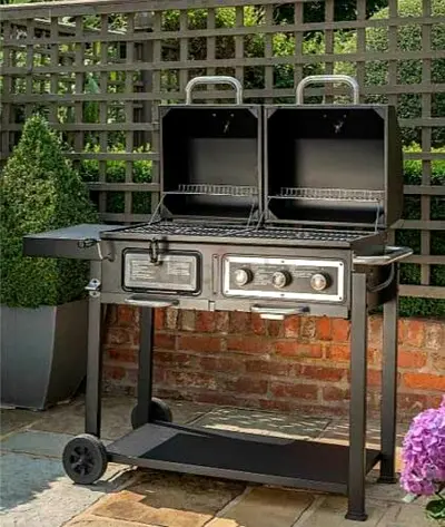 Uniflame DUAL Gas and Charcoal Barbecue Grill Outdoor Garden PATIO smoker BBQ