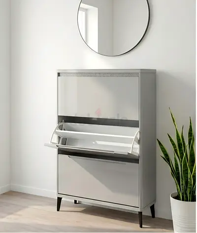 Modern Glossy Grey Stylish Shoe rack.