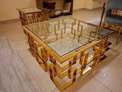 Elegant Gold Framed Glass Coffee Tables
