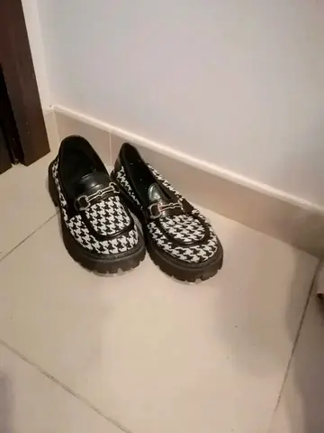 Stylish Black and White Houndstooth Loafers