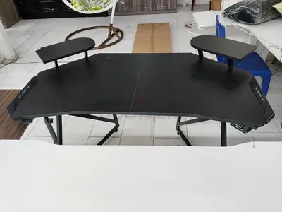 Stylish Black Gaming Desk with Armrests
