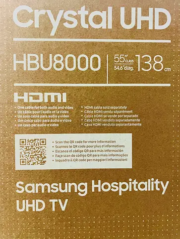 55” SAMSUNG HBU8000 Crystal Hotel TV  for  SALE