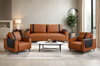 Office Sofa Set (3+1+1) – Brown 5 Seater Sofa Set
