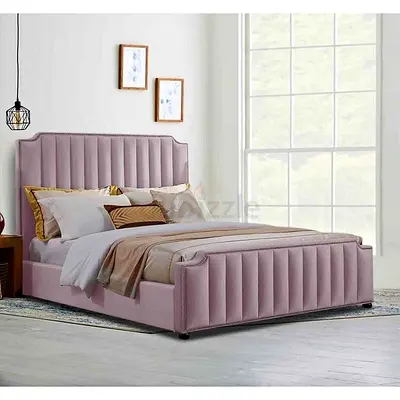 New Elegant Pink Velvet Twin Size Bed with Stylish Headboard