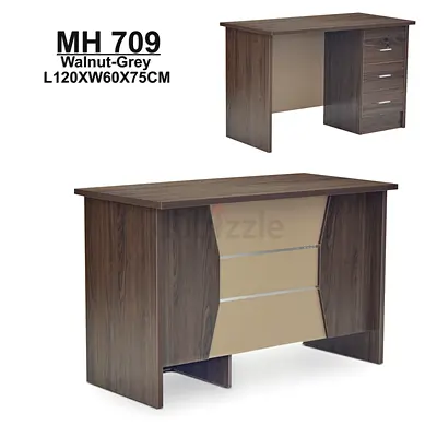 Stylish Walnut-Gray Study Table with Storage