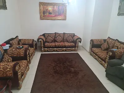Elegant Living Room Sofa Set with Stylish Rug
