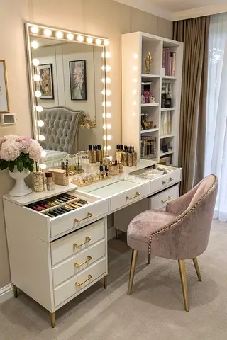 Elegant Dressing Table with LED Mirror