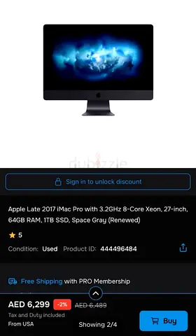 iMac Pro 2017-A1862 Workstation/Xeon W 3.20GHz/64 GB RAM/1 TB SSD/27 inch 5K