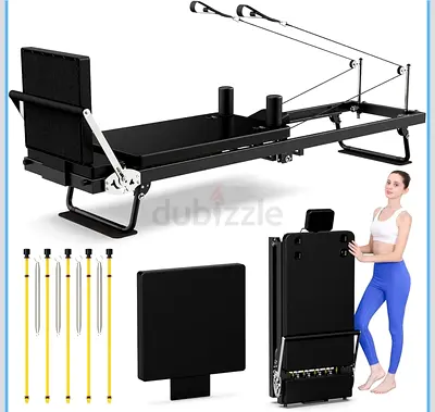 Pilates Reformer Reformer Pilates Machine Foldable, with Jump Board  Dual Resistance, Adjustable Re