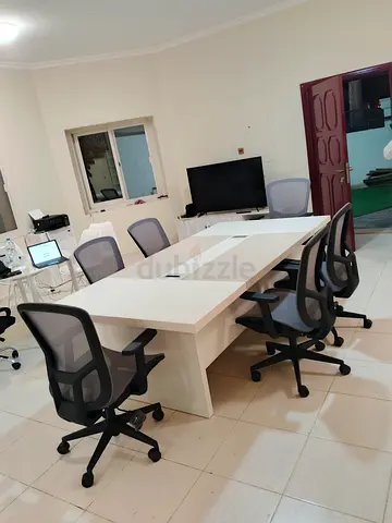 Modern White Conference Table with chair