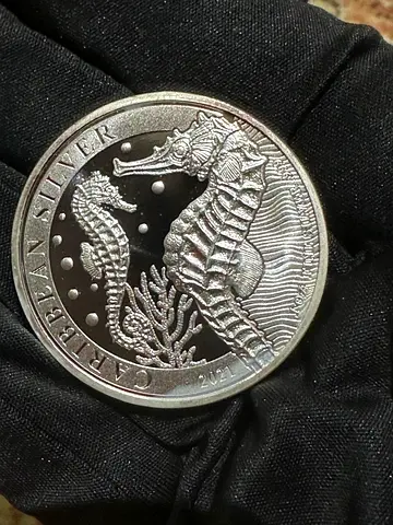 2021 Barbados 1 Ounce .999 Silver Seahorse Bu