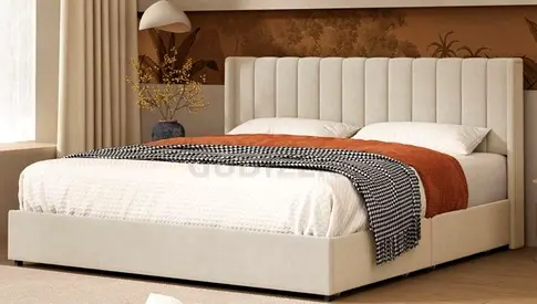 New Elegant Modern Bed with Plush Headboard