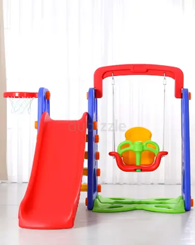 Colorful Indoor Outdoor Playset with Slide and Swing