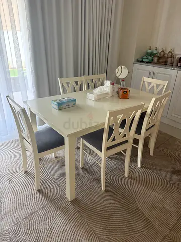 Elegant White Dining Table with Chairs