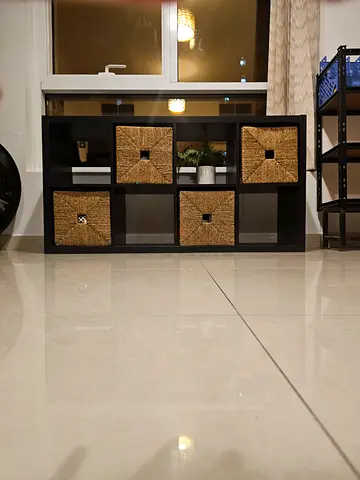 Stylish Black Storage Unit with Baskets