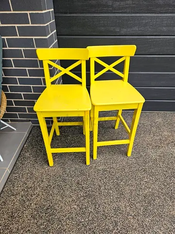 Bright Yellow Bar Stools - Perfect for Kitchen or Outdoor Use each one