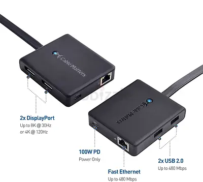 New USB C Dock With Dual 4K DisplayPort,2XUSB 2.0, Ethernet 100W Charging Thunderbolt 4/3 Compatible