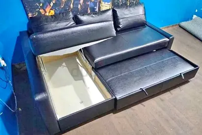 Stylish Black Sofa Bed with Storage