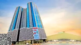 Studio apartment for sale in Al Waha Towers, furnished with a balcony, for 350,000.