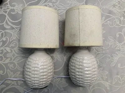 Elegant Pair of Table Lamps with Fabric Shades