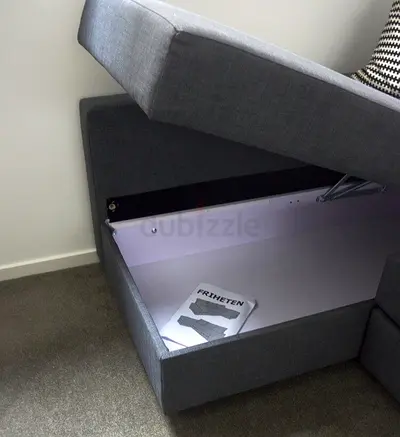 Stylish Grey Storage Sofa Bed with Hidden Compartment
