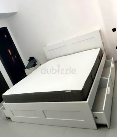 IKEA brimnes king size 180 x 200 bed frame with mattress and 4 underneath storage drawers.