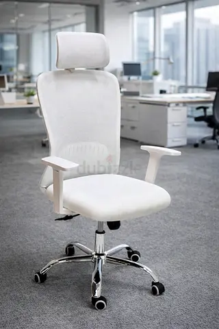 White Office Chair – Ergonomic Office Chair with Chrome Base